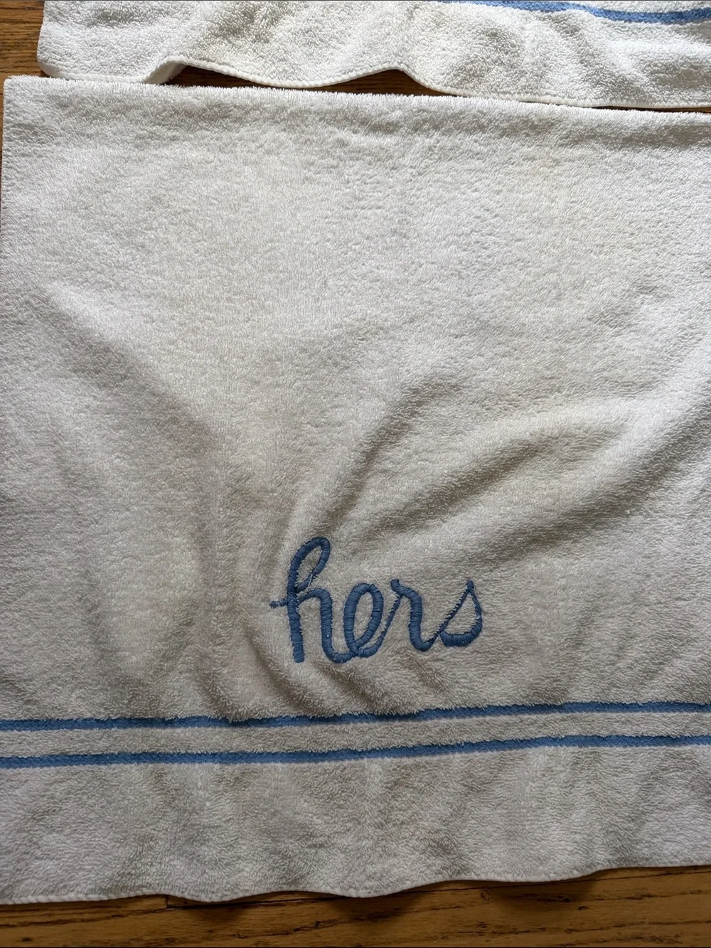 Vintage His and Hers Bath Embroidered Towels